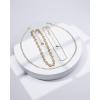 imageNautica 14K Gold Plated Brass Necklace  Three Row Layered Statement Chain Necklace for Women Yellow Puffy LinkCurb Chain