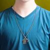 imageNautica Oxidized Stainless Steel Black Enamel Compass Anchor Rope Chain Necklace for Men