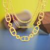 imageNautica Three Row Yellow Layering Heavy Link Rope Paperclip Chain Necklace for Women 1620 Inches