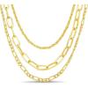 imageNautica 14K Gold Plated Brass Necklace  Three Row Layered Statement Chain Necklace for Women Gold Tone 2