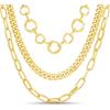imageNautica 14K Gold Plated Brass Necklace  Three Row Layered Statement Chain Necklace for Women Gold Tone 4