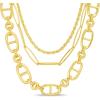 imageNautica Three Row Yellow Layering Heavy Link Rope Paperclip Chain Necklace for Women 1620 Inches
