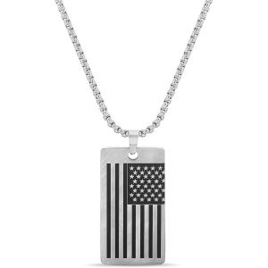 imageNautica Oxidized Stainless Steel American Flag Dog Tag Necklace for Men