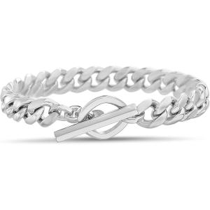imageNautica Square Toggle Clasp Stainless Steel Cuban Chain Bracelet for Men Square
