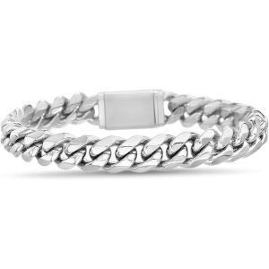 imageNautica Stainless Steel Bracelet for Men 10mm Cuban Link Chain 85 Inch