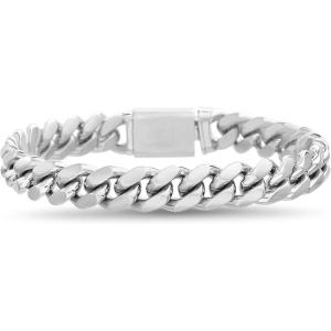 imageNautica Stainless Steel Bracelet for Men 10mm Link Cuban Chain Box Clasp 8 inches