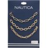 imageNautica 14K Gold Plated Brass Necklace  Three Row Layered Statement Chain Necklace for Women Gold Tone 3