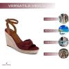 imageNautica Womens Espadrille Wedge Sandals  Platform Heel Summer Dress Shoes with Ankle Strap and Bow  Comfortable Open Toe Beach and Casual FootwearBurgundybuckle