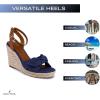 imageNautica Womens Espadrille Wedge Sandals  Platform Heel Summer Dress Shoes with Ankle Strap and Bow  Comfortable Open Toe Beach and Casual FootwearNavybuckle