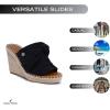 imageNautica Womens Espadrille Wedges for Women Platform Sandals  SlipOn Knot Bow Summer Shoes with Woven Rope HeelBlack