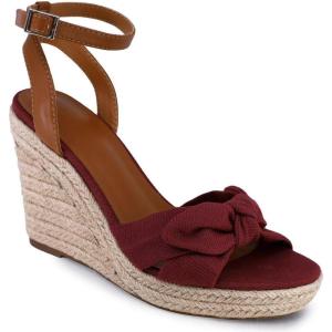 imageNautica Womens Espadrille Wedge Sandals  Platform Heel Summer Dress Shoes with Ankle Strap and Bow  Comfortable Open Toe Beach and Casual FootwearBurgundybuckle