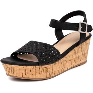 imageNautica Womens Platform Wedge Sandals Fashion Ankle Strap Lightweight Cushioned Casual Beach Sandal  Lightweight ampamp ComfortableBlack