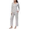 imageNautica Pajamas for Women Set Long Sleeve Henley Pajama Shirt ampamp Pants Warm Winter Fleece Sleepwear Lounge PJ Sets for WomenGrey Snowflake