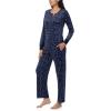 imageNautica Pajamas for Women Set Long Sleeve Henley Pajama Shirt ampamp Pants Warm Winter Fleece Sleepwear Lounge PJ Sets for WomenNavy Dots