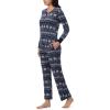 imageNautica Pajamas for Women Set Long Sleeve Henley Pajama Shirt ampamp Pants Warm Winter Fleece Sleepwear Lounge PJ Sets for WomenNavy Fairisle