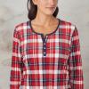 imageNautica Pajamas for Women Set Long Sleeve Henley Pajama Shirt ampamp Pants Warm Winter Fleece Sleepwear Lounge PJ Sets for WomenRed Plaid