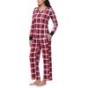 imageNautica Pajamas for Women Set Long Sleeve Henley Pajama Shirt ampamp Pants Warm Winter Fleece Sleepwear Lounge PJ Sets for WomenRed Plaid