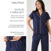 imageNautica Pajamas for Women Set Womens Lightweight Short Sleeve Button Down Pajama Shirt ampamp Capri Pants Lounge Sets PJs WomenPink