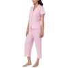 imageNautica Pajamas for Women Set Womens Lightweight Short Sleeve Button Down Pajama Shirt ampamp Capri Pants Lounge Sets PJs WomenPink