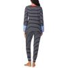imageNautica Striped Lightweight Cotton Pajama PJ Set for Women Womens Long Sleeve PJs Pajamas Crewneck Shirt ampamp Jogger Pants SetsNavy Stp