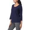 imageNautica Womens 34 Sleeve Sleep Shirt  Lightweight Breathable Pajama Top  Cotton Knit Jersey Crewneck Sleepwear LoungewearNavy