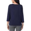 imageNautica Womens 34 Sleeve Sleep Shirt  Lightweight Breathable Pajama Top  Cotton Knit Jersey Crewneck Sleepwear LoungewearNavy