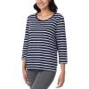 imageNautica Womens 34 Sleeve Sleep Shirt  Lightweight Breathable Pajama Top  Cotton Knit Jersey Crewneck Sleepwear LoungewearNavy Stripe