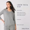 imageNautica Womens 34 Sleeve Sleep Shirt  Lightweight Breathable Pajama Top  Cotton Knit Jersey Crewneck Sleepwear LoungewearNavy Stripe