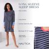 imageNautica Womens MidThigh Crew Neck Pajama Sleepshirt Color Block Stripe Soft Breathable Jersey CottonRayonNavy Stp