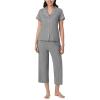 imageNautica Pajamas for Women Set Womens Lightweight Short Sleeve Button Down Pajama Shirt ampamp Capri Pants Lounge Sets PJs WomenHeather Grey