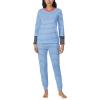 imageNautica Striped Lightweight Cotton Pajama PJ Set for Women Womens Long Sleeve PJs Pajamas Crewneck Shirt ampamp Jogger Pants SetsBlue Stp