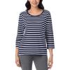 imageNautica Womens 34 Sleeve Sleep Shirt  Lightweight Breathable Pajama Top  Cotton Knit Jersey Crewneck Sleepwear LoungewearNavy Stripe