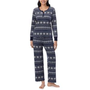 imageNautica Pajamas for Women Set Long Sleeve Henley Pajama Shirt ampamp Pants Warm Winter Fleece Sleepwear Lounge PJ Sets for WomenNavy Fairisle