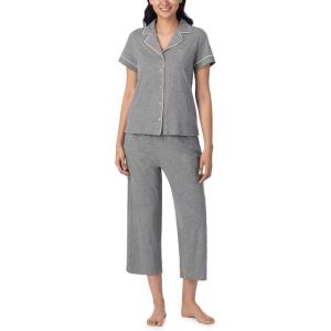 imageNautica Pajamas for Women Set Womens Lightweight Short Sleeve Button Down Pajama Shirt ampamp Capri Pants Lounge Sets PJs WomenHeather Grey