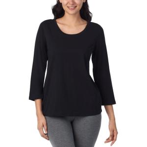 imageNautica Womens 34 Sleeve Sleep Shirt  Lightweight Breathable Pajama Top  Cotton Knit Jersey Crewneck Sleepwear LoungewearBlack