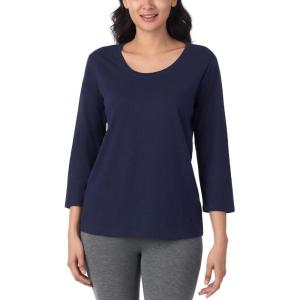 imageNautica Womens 34 Sleeve Sleep Shirt  Lightweight Breathable Pajama Top  Cotton Knit Jersey Crewneck Sleepwear LoungewearNavy