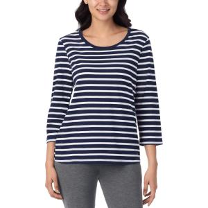 imageNautica Womens 34 Sleeve Sleep Shirt  Lightweight Breathable Pajama Top  Cotton Knit Jersey Crewneck Sleepwear LoungewearNavy Stripe