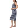 imageNautica Womens Sleep Dress 100 Cotton Jersey Knit Racerback Full Length Nightgown with SlitNavy Blue Stripe