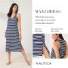 imageNautica Womens Sleep Dress 100 Cotton Jersey Knit Racerback Full Length Nightgown with SlitNavy Blue Stripe