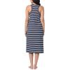 imageNautica Womens Sleep Dress 100 Cotton Jersey Knit Racerback Full Length Nightgown with SlitNavy Blue Stripe