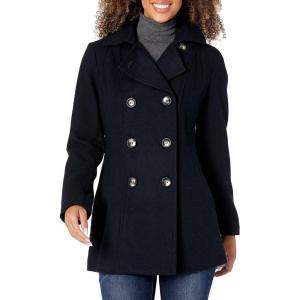 imageNautica Womens Peacoat Wool Blend Double Breasted Winter CoatVintage Navy Seas
