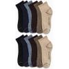 imageNautica Mens Stretch Comfort Cushioned Athletic Quarter Socks With Moisture Control 12 PackBrownNavyBlack
