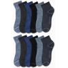 imageNautica Mens Stretch Comfort Cushioned Athletic Quarter Socks With Moisture Control 12 PackNavyBlueGray