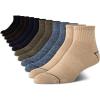 imageNautica Mens Stretch Comfort Cushioned Athletic Quarter Socks With Moisture Control 12 PackBrownNavyBlack