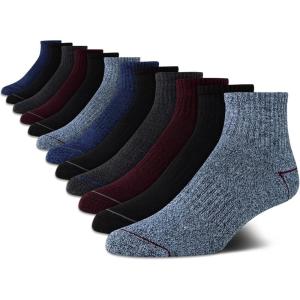 imageNautica Mens Stretch Comfort Cushioned Athletic Quarter Socks With Moisture Control 12 PackBlueBurgundyBlack