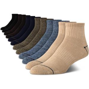 imageNautica Mens Stretch Comfort Cushioned Athletic Quarter Socks With Moisture Control 12 PackBrownNavyBlack