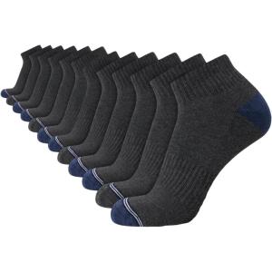 imageNautica Mens Stretch Comfort Cushioned Athletic Quarter Socks With Moisture Control 12 PackGreyNavy