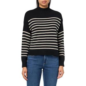 imageNautica Womens Long Sleeve Pullover Mockneck SweaterBlackWhite Swan