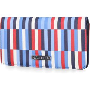imageNautica Seaside Slim RFID Wallet Womens Credit Card Holder with Coin Purse Clutch Small Organizer with ID Window in Multi StripeAmericana Stripe