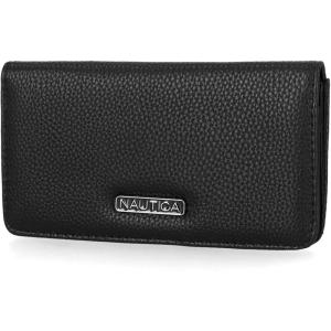 imageNautica Seaside Slim RFID Wallet Womens Credit Card Holder with Coin Purse Clutch Small Organizer with ID Window in Multi StripeBlack Pebble
